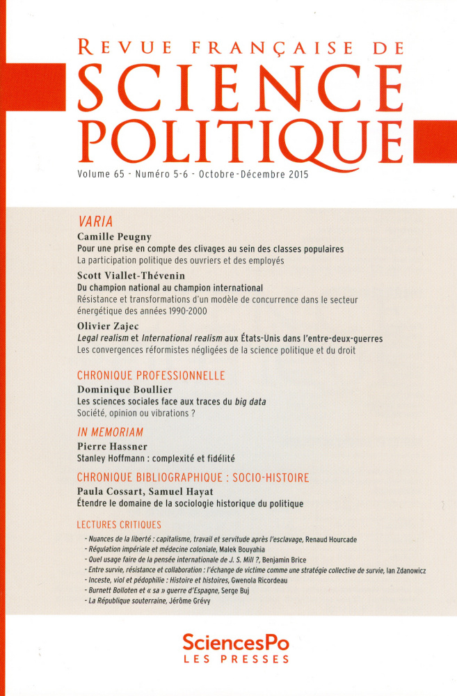 Couverture revue science politique 