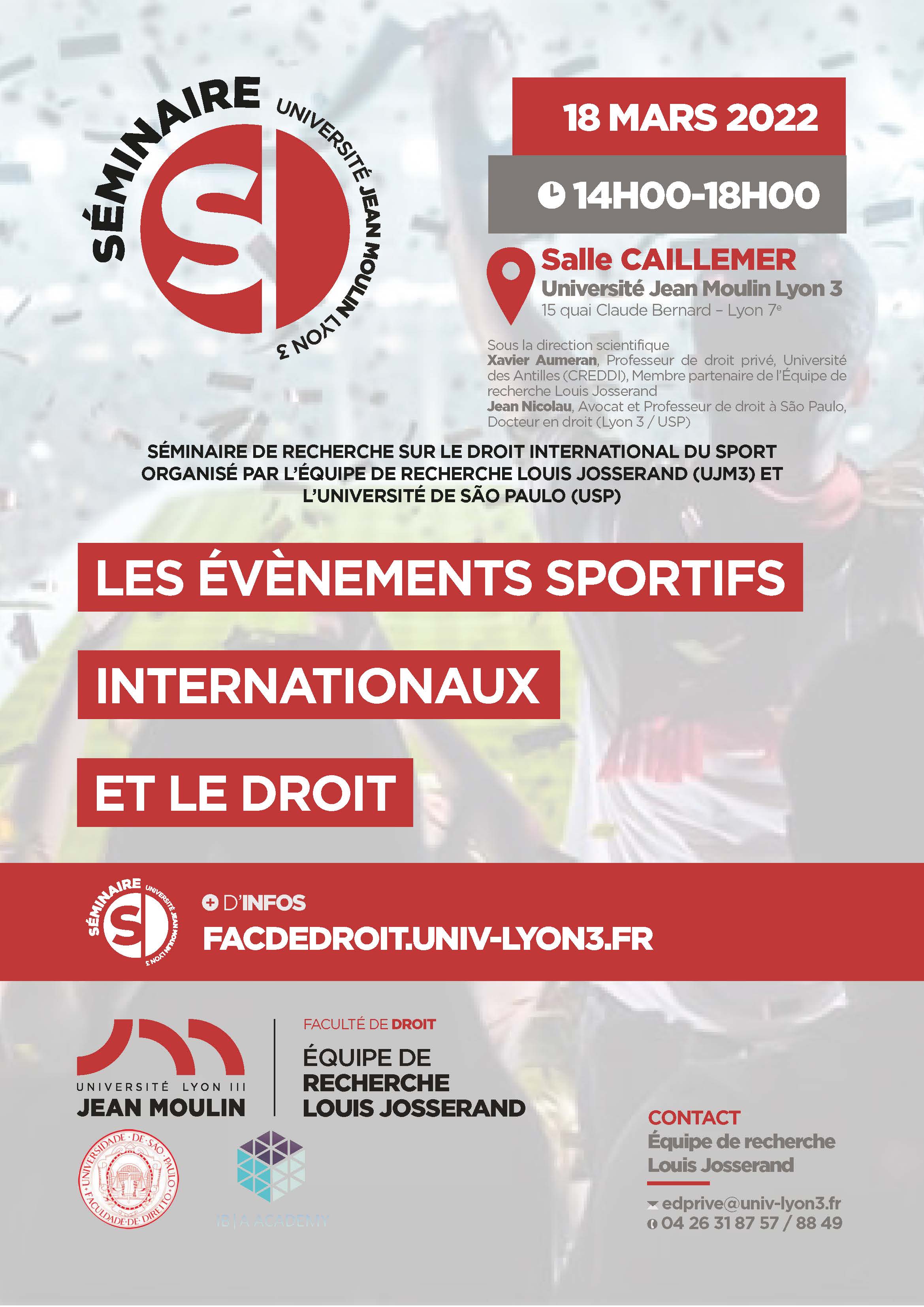 Séminaire Droit international du SPORT 18 mars 2022