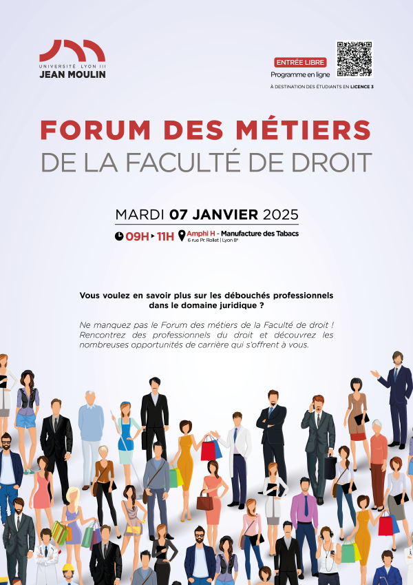 Affiche forum des métiers 2025 - faculté de droit université lyon 3