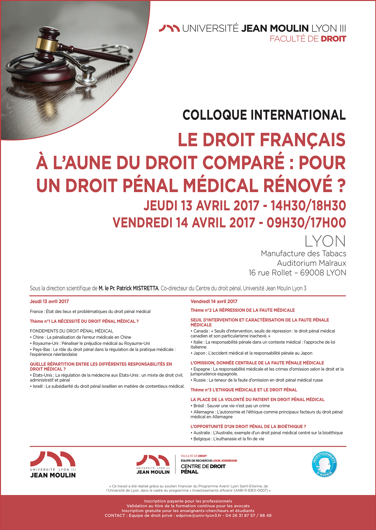 Affiche Le droit français à l'aune du droit comparé 13-14avril