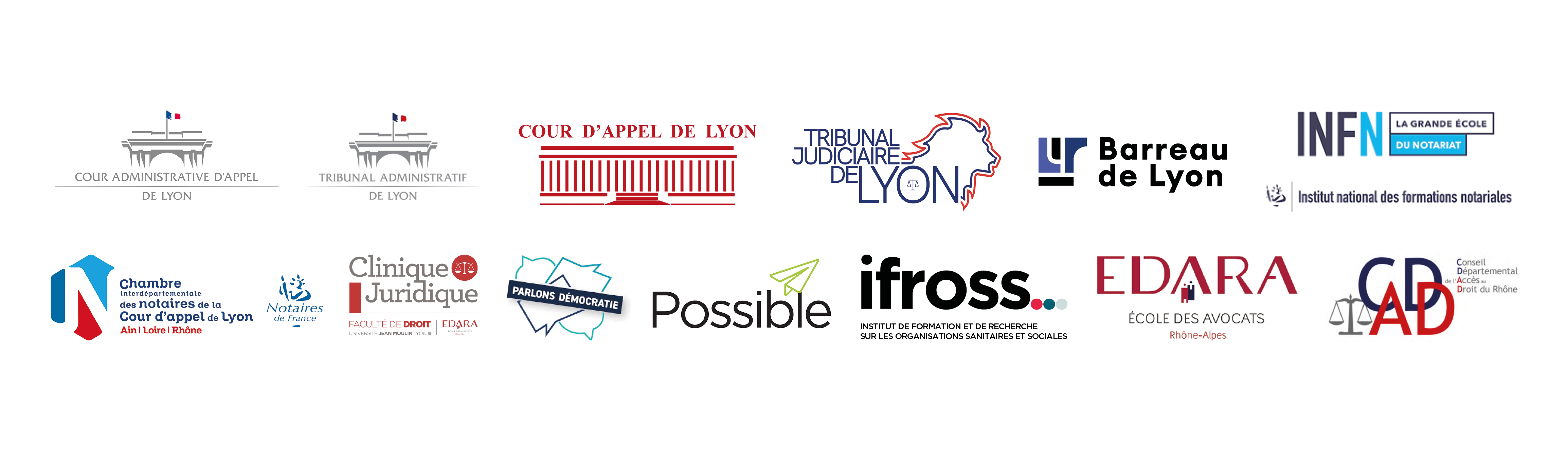 Bandeau logos juridictions et partenaires NND 2025 Lyon