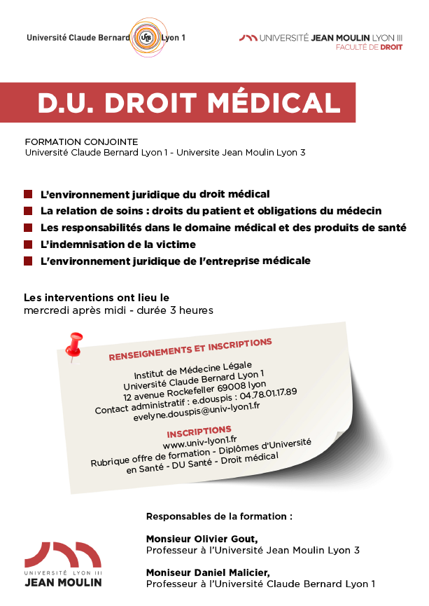 Affiche DIU Droit Médical