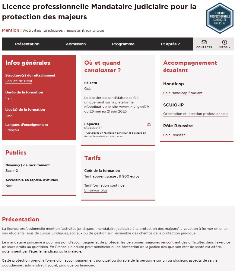 LP mandataire judiciaire aperçu page