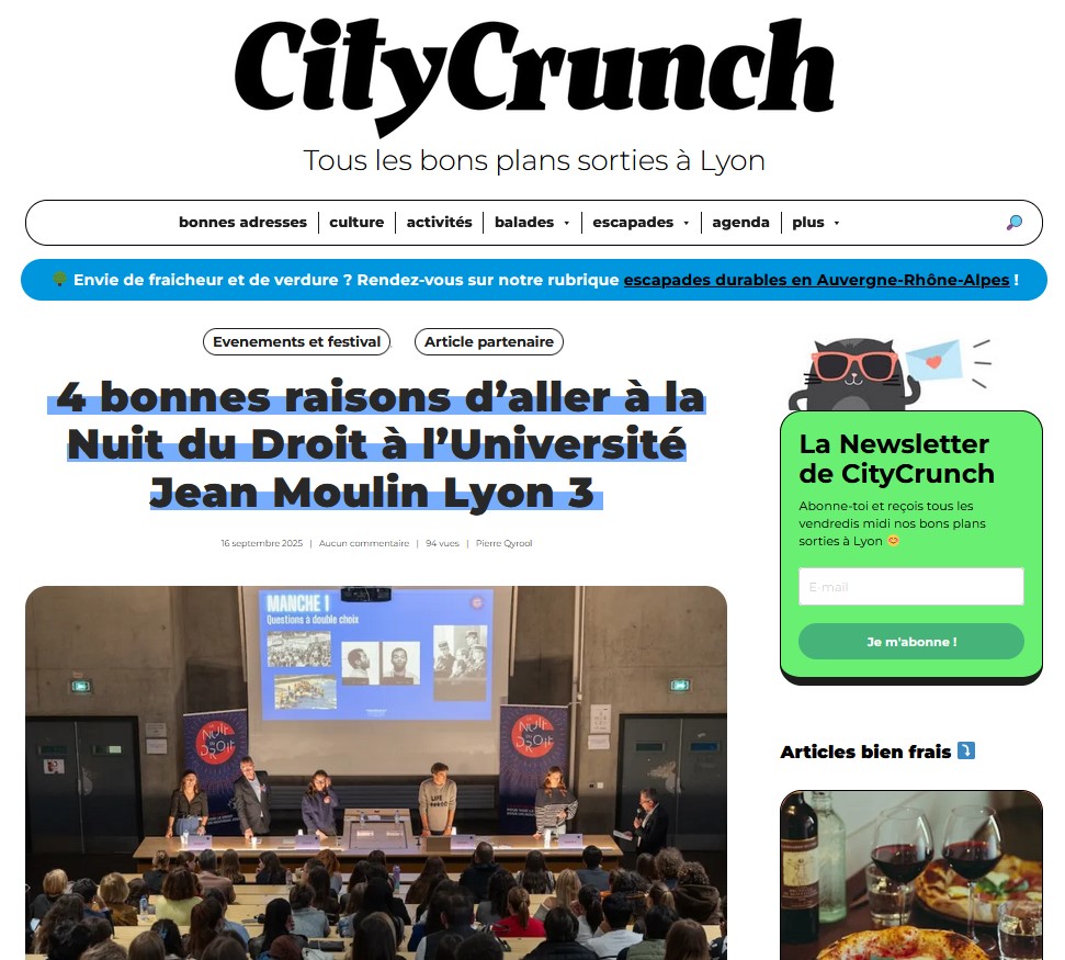 Lyon city crunch - 4 bonnes raisons d'aller à la Nuit du droit